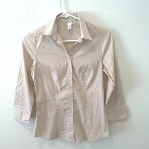H & M Button Up Women's Shirt  Cream/Beige  Size: 4 US